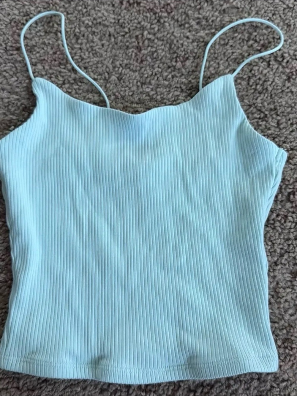 Garage Light Blue Ribbed Spaghetti Strap Tank Top